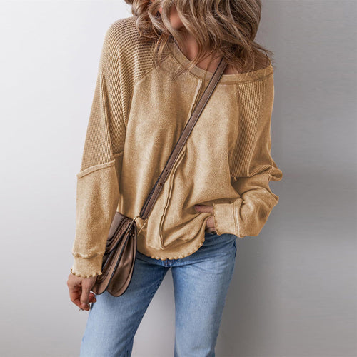 Damen lässiger Pullover mit weitem Ausschnitt Heidi-Mode