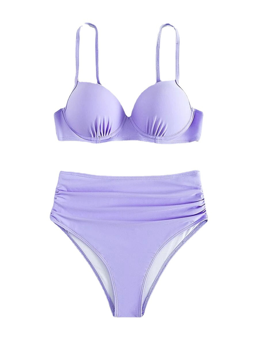 Damen Hochgeschnittener Bikini mit gepolstertem Oberteil und verstellbaren Trägern Heidi-Mode