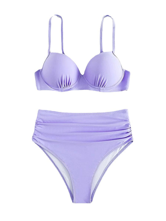 Damen Hochgeschnittener Bikini mit gepolstertem Oberteil und verstellbaren Trägern Heidi-Mode