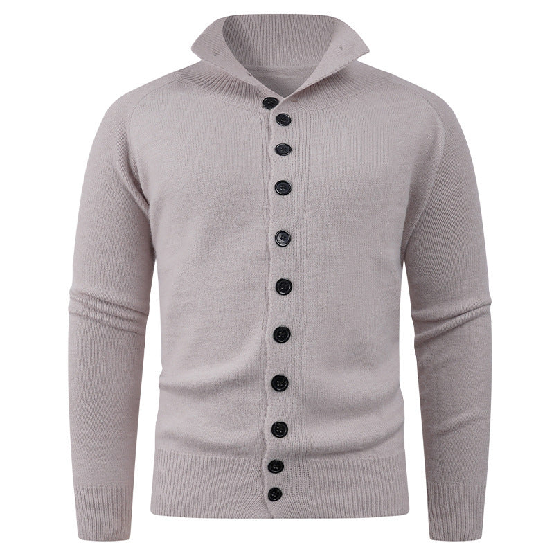 Herren Strickpullover mit hohem Kragen und Knopfverschluss Heidi-Mode