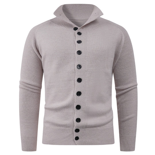 Herren Strickpullover mit hohem Kragen und Knopfverschluss Heidi-Mode