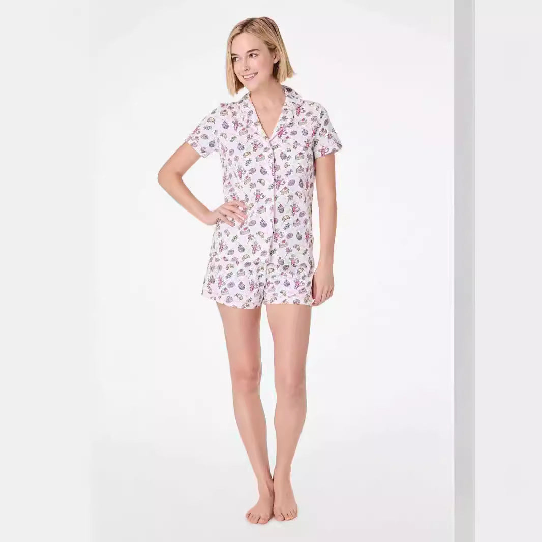 Damen Kurzarm Baumwoll Pyjama Set Heidi-Mode