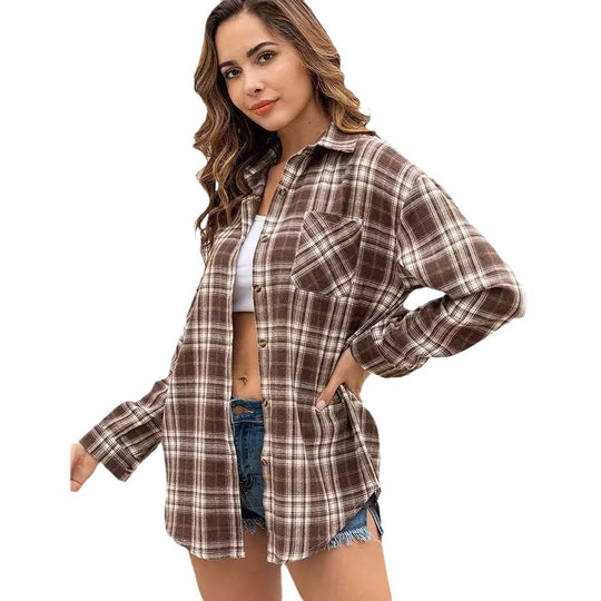 Damen Karierte Freizeitbluse Heidi-Mode