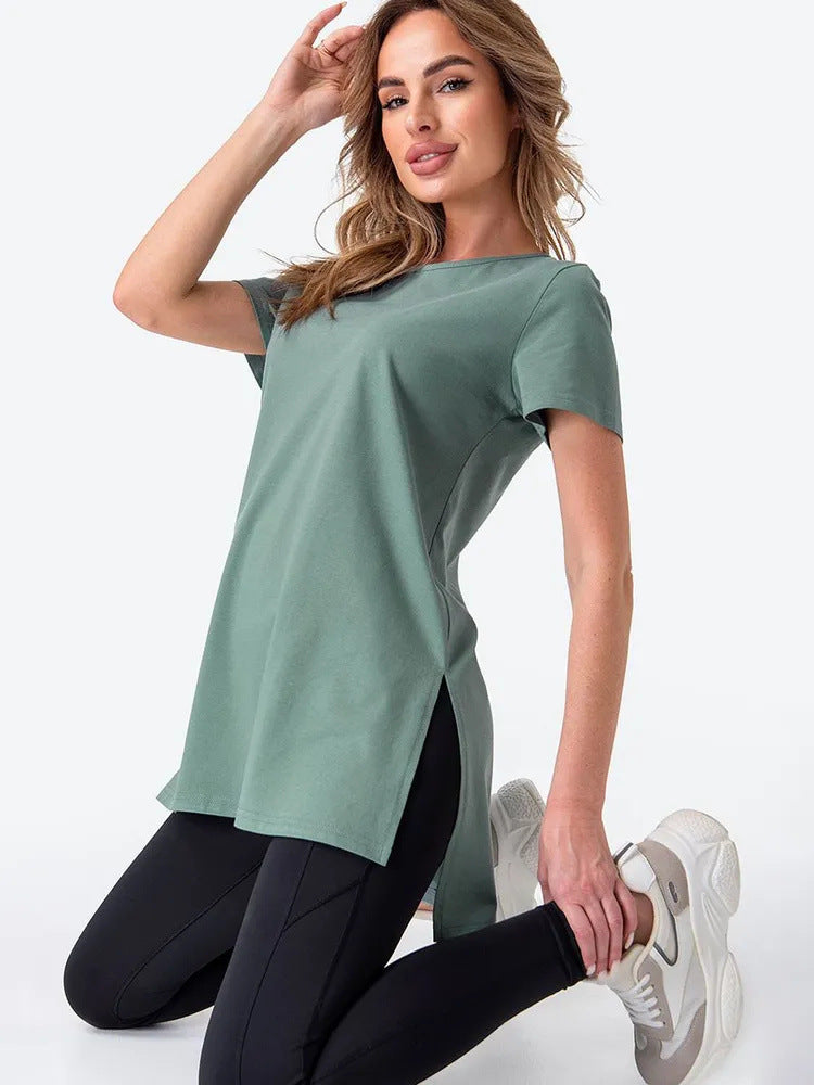 Damen Sportliches Longshirt mit seitlichen Schlitzen Heidi-Mode