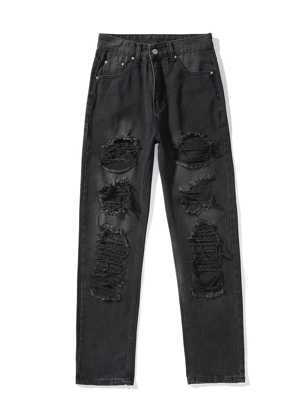 Heidi-Mode | Frauen Hoch Taillierte Lockere Jeans mit Rissen und Löchern