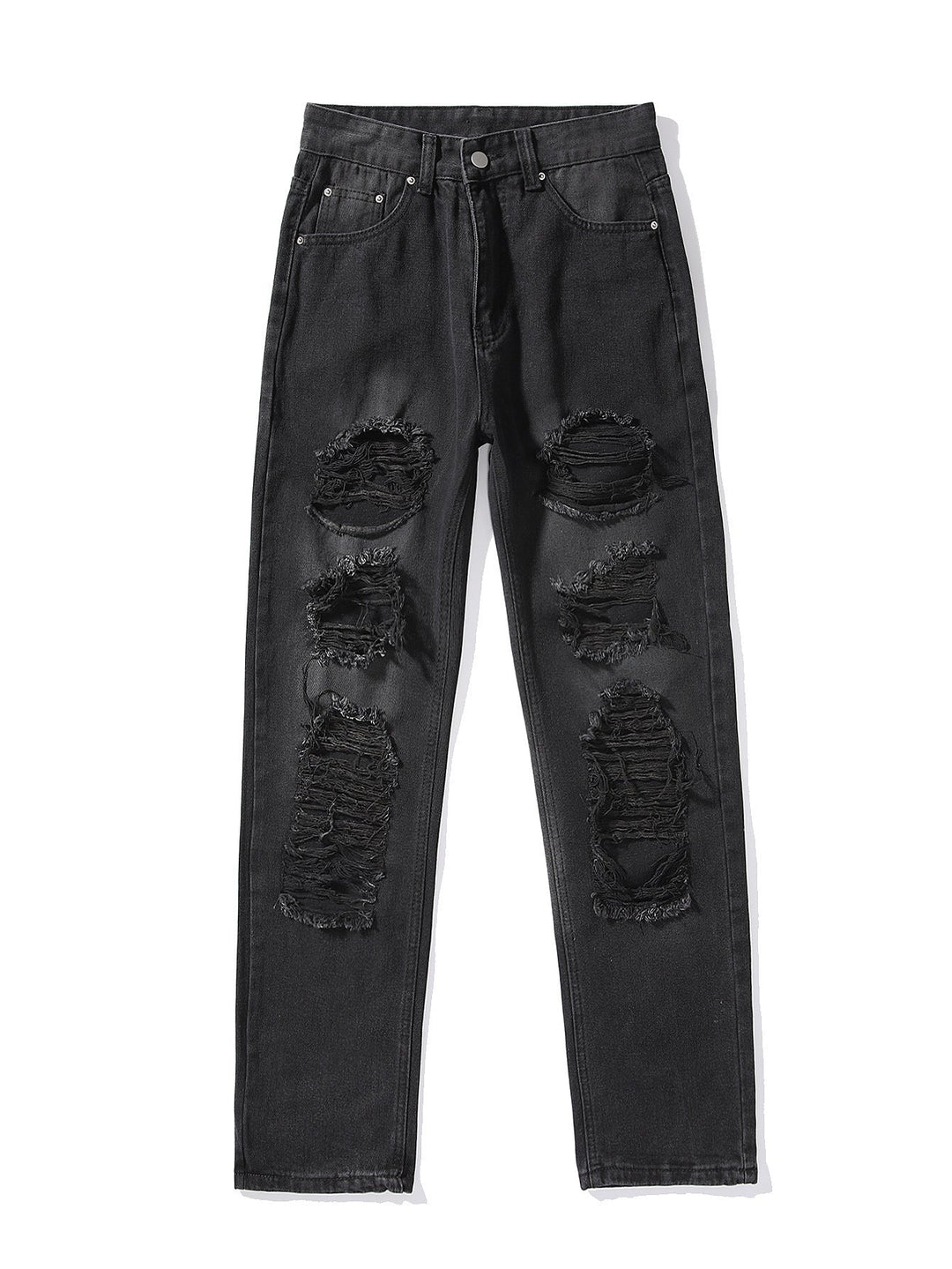 Heidi-Mode | Frauen Hoch Taillierte Lockere Jeans mit Rissen und Löchern