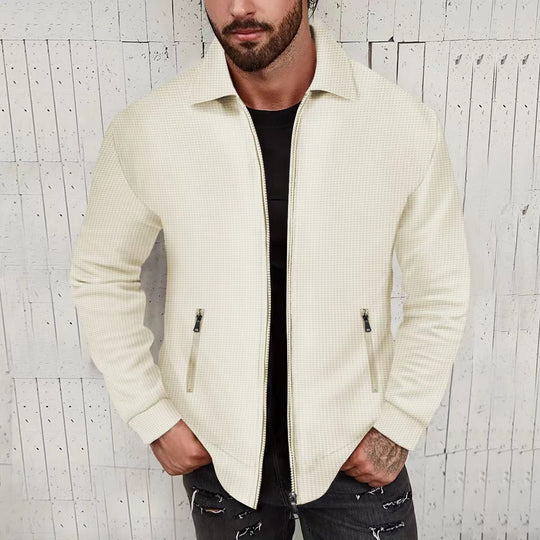 Herren Strickjacke im modernen Design mit strukturiertem Obermaterial und praktischen Reißverschlusstaschen Heidi-Mode