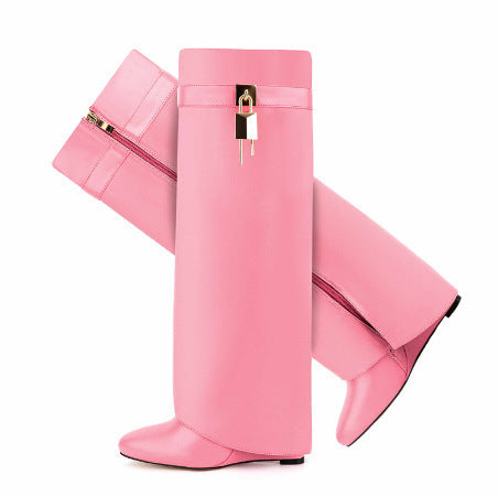 Femme Über-die-Knie-Fashion-Stiefel mit skulpturalem Design Heidi-Mode