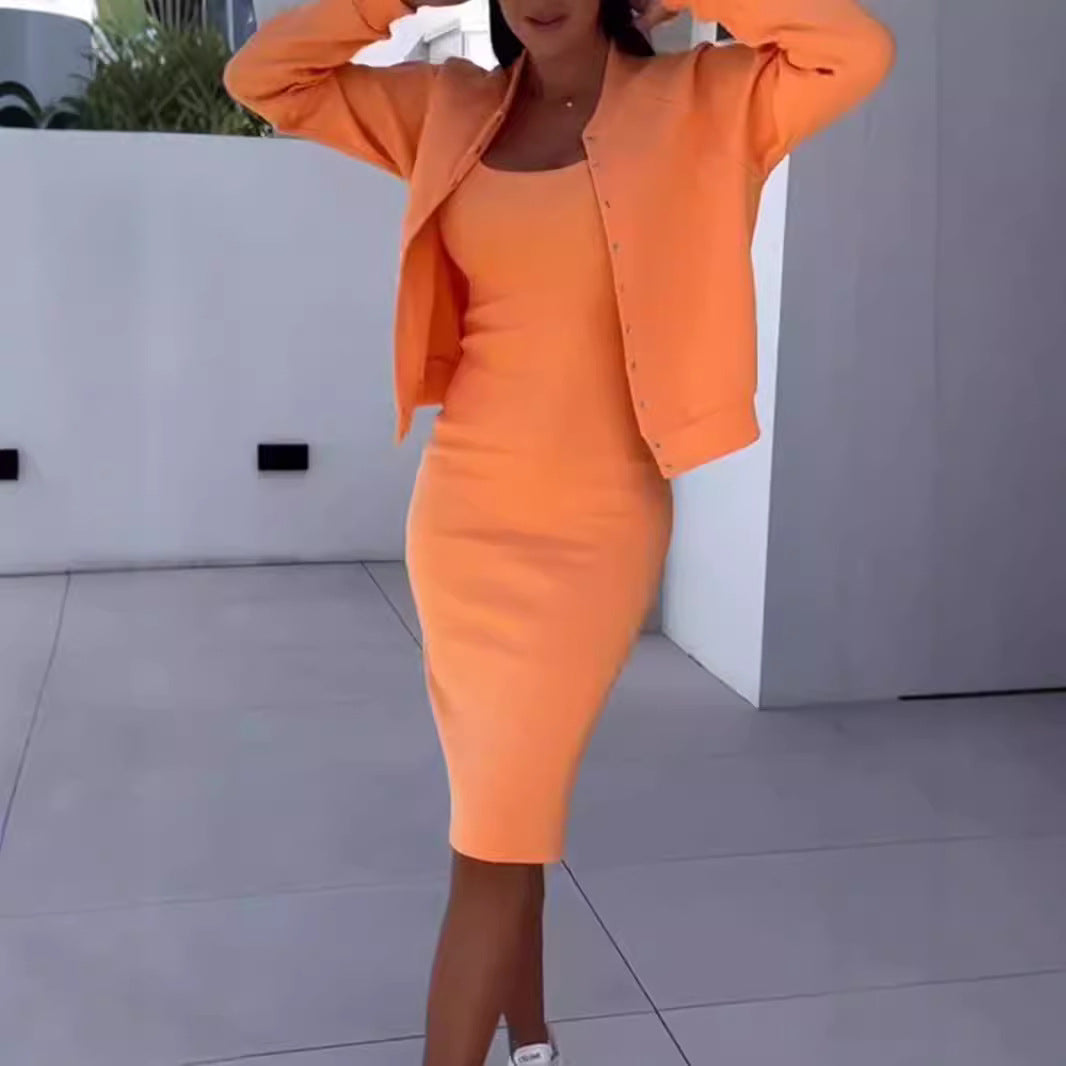 Damen modischer Sweatkleid und Jacke Set Heidi-Mode