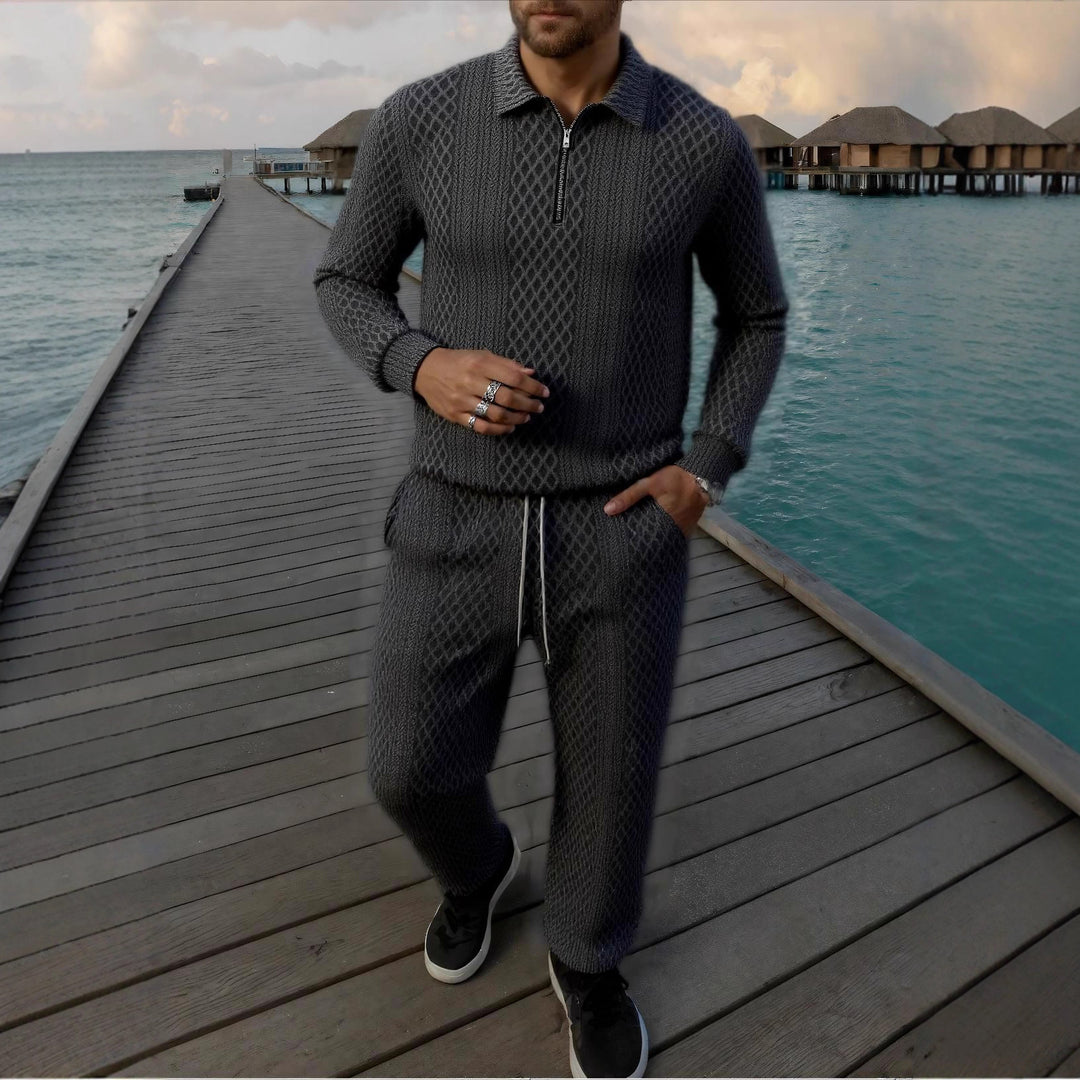 Herren Elegantes Strickanzug aus atmungsaktivem Material mit Stehkragen Heidi-Mode