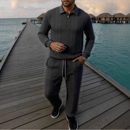 Herren Elegantes Strickanzug aus atmungsaktivem Material mit Stehkragen Heidi-Mode