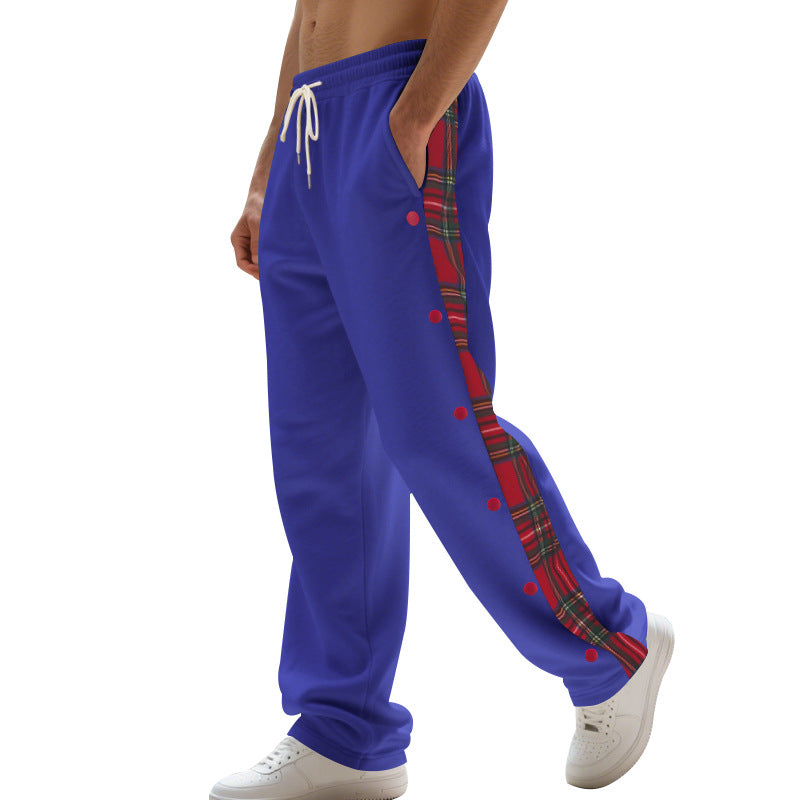 Herren Jogginghose mit seitlichen Knöpfen und pattern akzenten Heidi-Mode