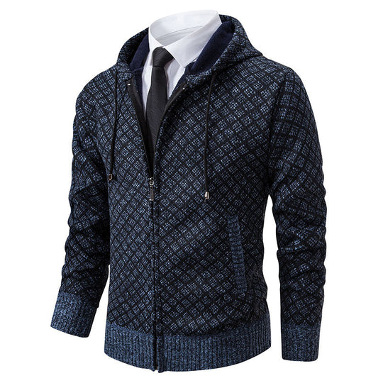 Herren stylische Jacke mit modernem Wabenmuster und Kapuze Heidi-Mode