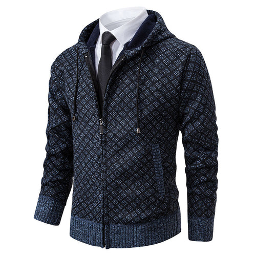 Herren stylische Jacke mit modernem Wabenmuster und Kapuze Heidi-Mode