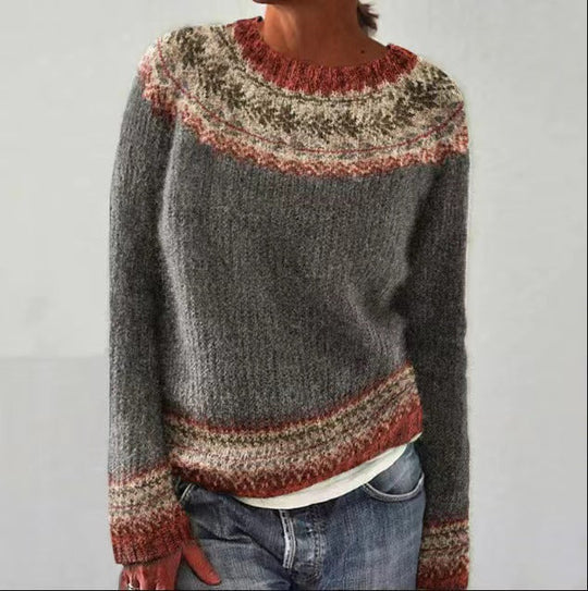 Heidi-Mode | Retro Gestrickter Pullover für Damen Warm und Komfortabel