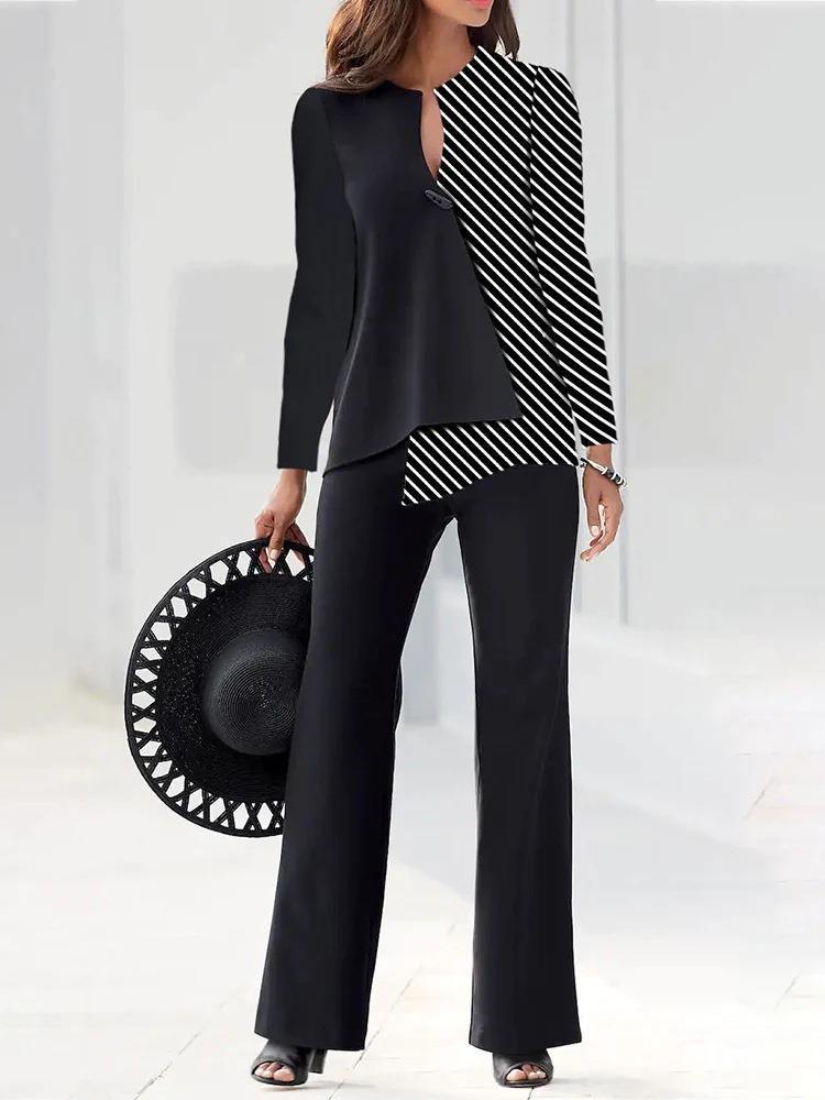 Damen Elegantes und modernes Hosenanzug-Set mit asymmetrischem Design Heidi-Mode