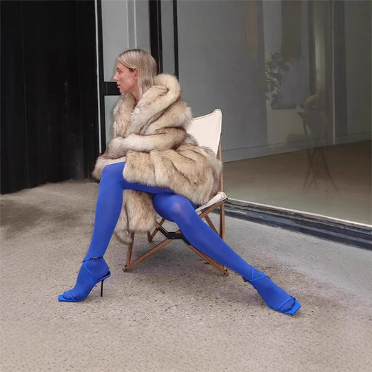 Damen Luxuriöser Kunstpelz-Mantel mit voluminösem Kragen Heidi-Mode