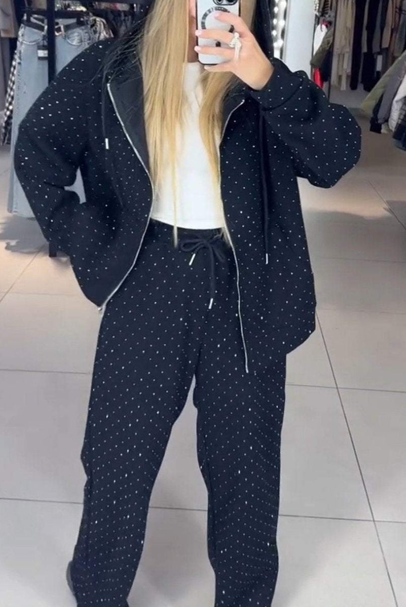 Damen Sportliches Sweat-Outfit mit Kapuze und weiter Passform Heidi-Mode