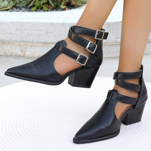 Damen elegante Slingpumps mit asymmetrischem Riemendesign und bequemem Blockabsatz Heidi-Mode