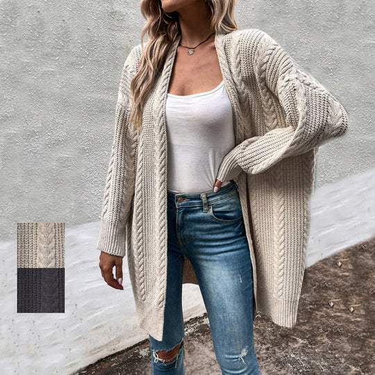 Damen Grobstrick Cardigan mit weitem Schnitt und strukturierter Optik Heidi-Mode