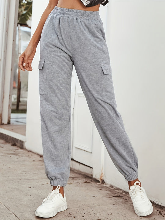 Damen Cargo-Hose mit elastischem Bund und praktischen Taschen Heidi-Mode