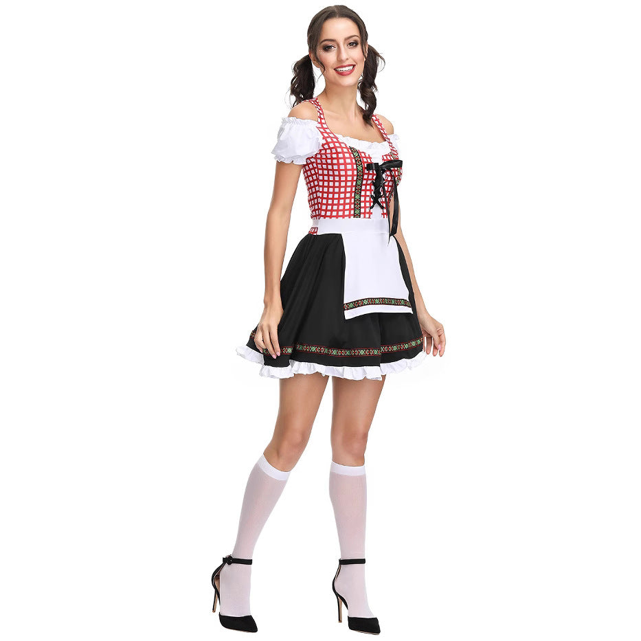 Damen Trachtenkleid mit verspielten Rüschen und detaillierter Schnürung Heidi