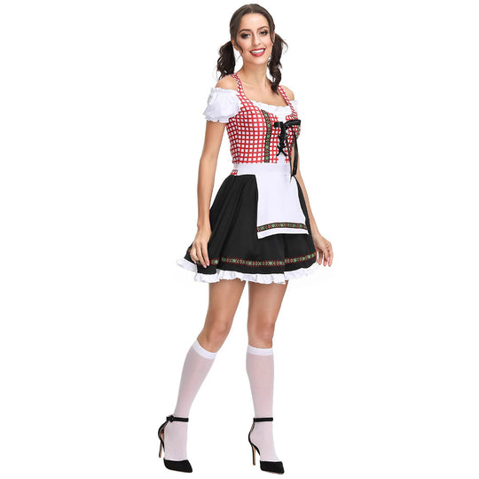 Damen Trachtenkleid mit verspielten Rüschen und detaillierter Schnürung Heidi