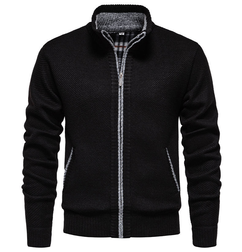 Herren sportliche Strickjacke mit Stehkragen Heidi-Mode
