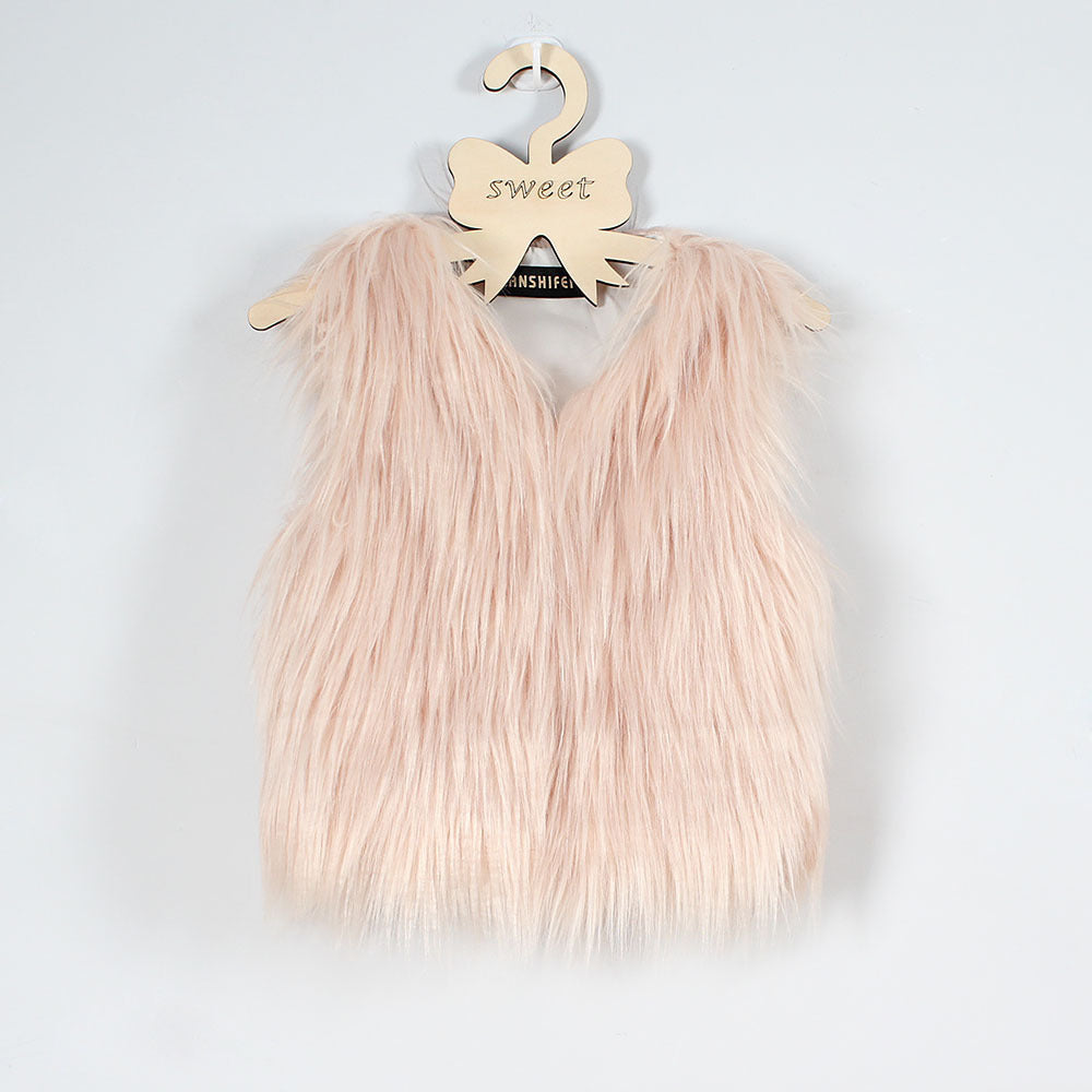 Damen Flauschige Kunstfell-Weste mit hohem Kragen Heidi-Mode