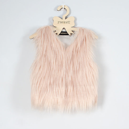 Damen Flauschige Kunstfell-Weste mit hohem Kragen Heidi-Mode