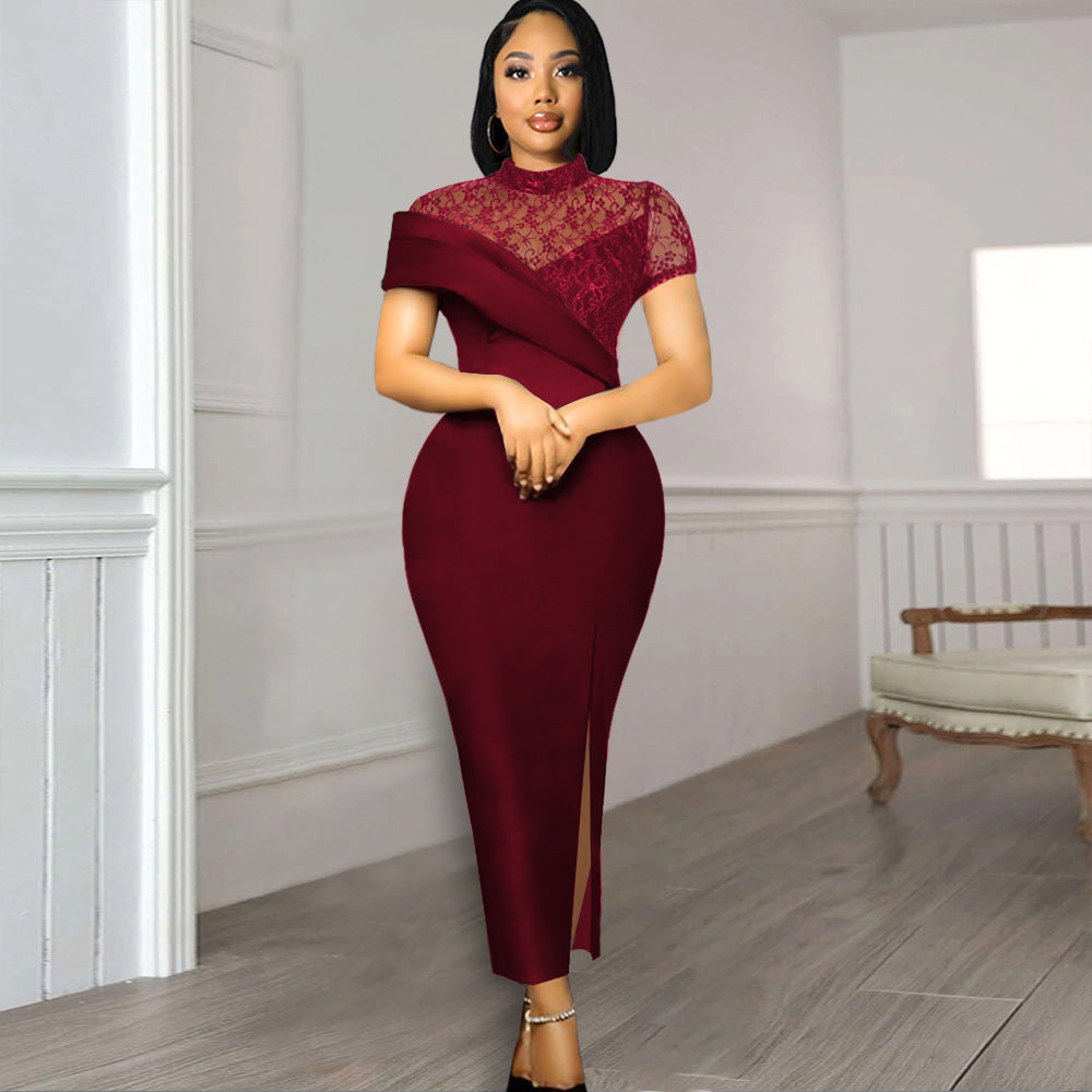 Damen Elegantes Kleid mit floralen Spitzenakzenten und figurbetontem Schnitt Heidi-Mode