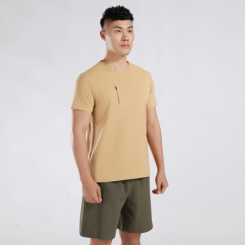 Herren Sport T-Shirt mit atmungsaktiven Eigenschaften und praktischem Reißverschluss Heidi-Mode