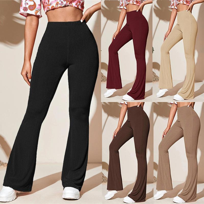 Damen Elegante lockere Flared-Hose mit Rippstruktur Heidi-Mode