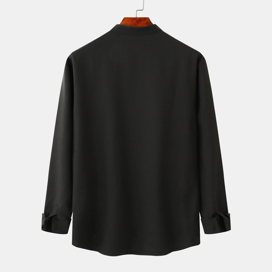 Herren Langarmhemd mit modernem steifen Kragen und praktischen Taschen Heidi-Mode