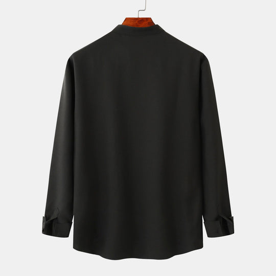 Herren Langarmhemd mit modernem steifen Kragen und praktischen Taschen Heidi-Mode