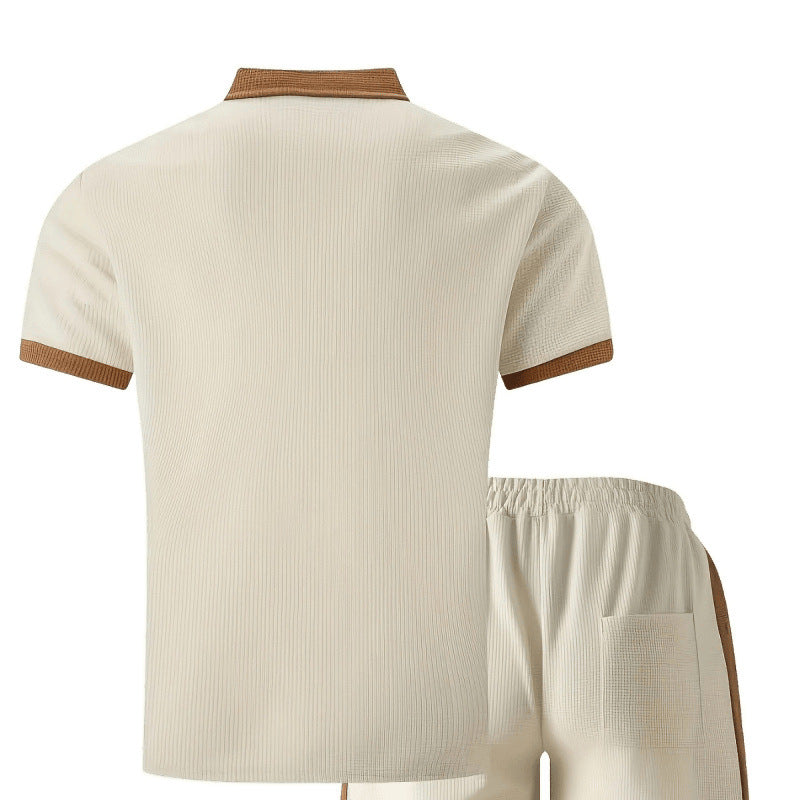 Herren Poloshirt und Shorts Set mit stylischem Kontrastdesign Heidi-Mode