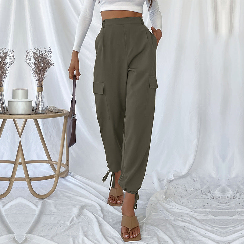 Damen Cargo-Hose mit verstellbarem Bund und seitlichen Taschen Heidi-Mode