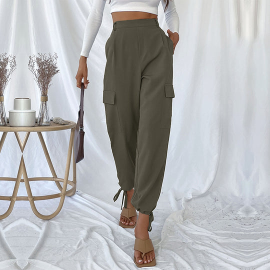 Damen Cargo-Hose mit verstellbarem Bund und seitlichen Taschen Heidi-Mode