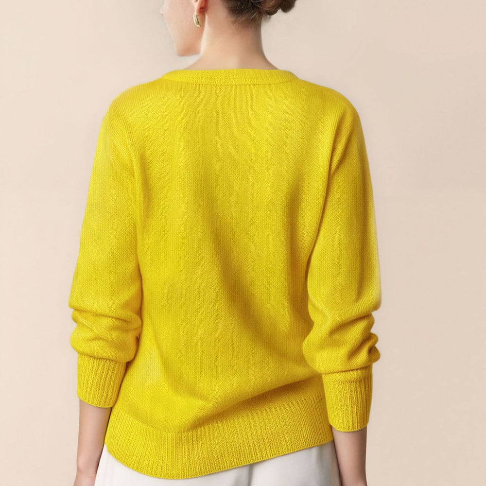 Damen Pullover mit V-Ausschnitt und strukturierter Optik Heidi-Mode