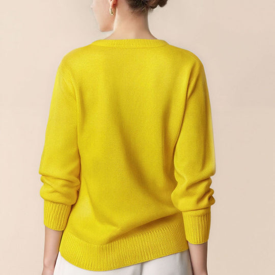 Damen Pullover mit V-Ausschnitt und strukturierter Optik Heidi-Mode