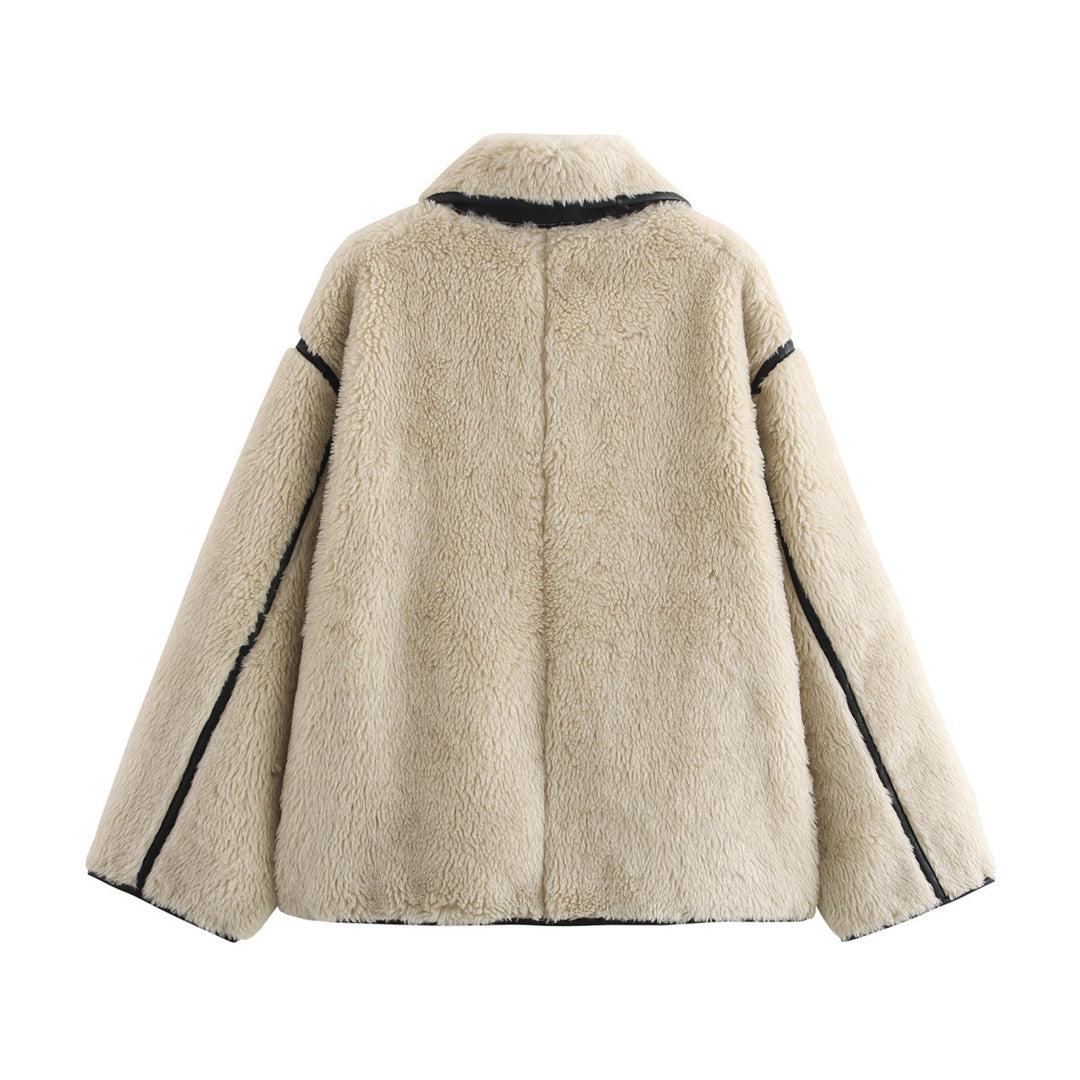 Damen Kuschelige Teddyjacke mit elegantem Kragen und praktischen Taschen Heidi-Mode