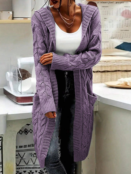 Damen Grobstrickjacke mit hochwertigen Zopfmustern und praktischen Taschen Heidi-Mode