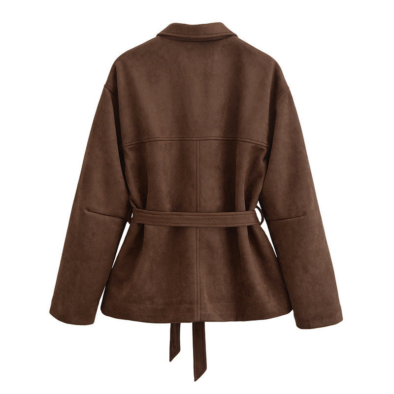 Damen modische Overshirt-Jacke mit Gürtel Heidi-Mode