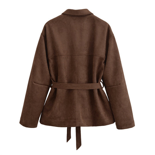 Damen modische Overshirt-Jacke mit Gürtel Heidi-Mode