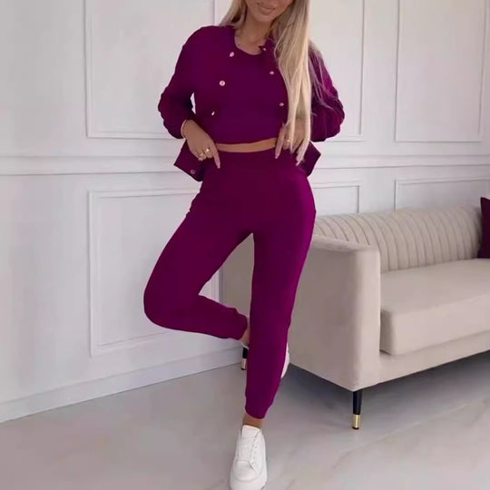 Damen Freizeit-Jogginganzug mit schickem Schnitt und elastischem Bund Heidi-Mode