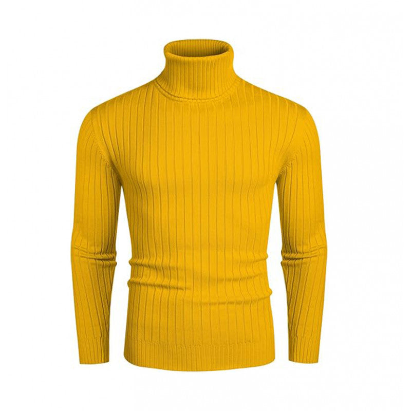 Herren Rollkragenpullover aus elastischem Strickmaterial mit feinem Rippendesign Heidi-Mode