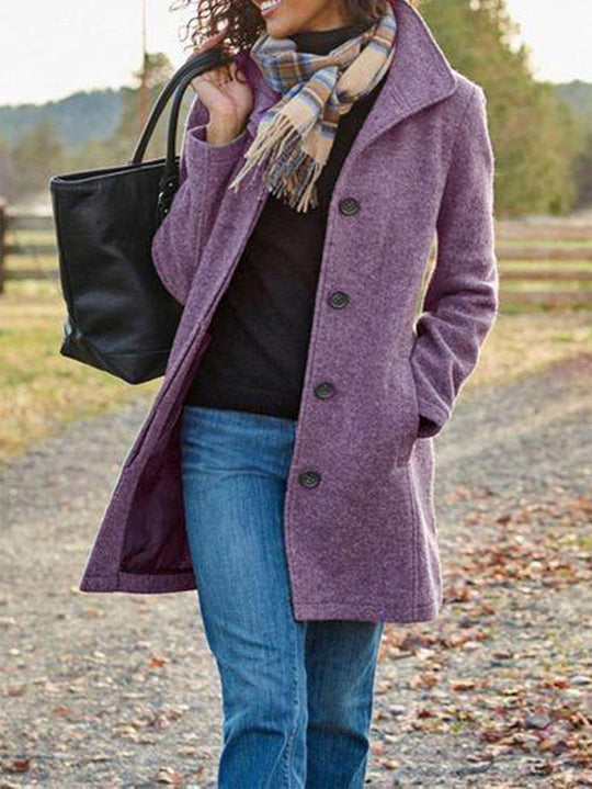 Damen Eleganter Wollmantel mit praktischen Taschen und klassischem Revers Heidi-Mode