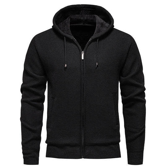 Herren sportliche Fleecejacke mit hohem Kragen und Reißverschluss Heidi-Mode