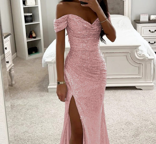 Damen Abendkleid mit schimmernden Pailletten Heidi-Mode