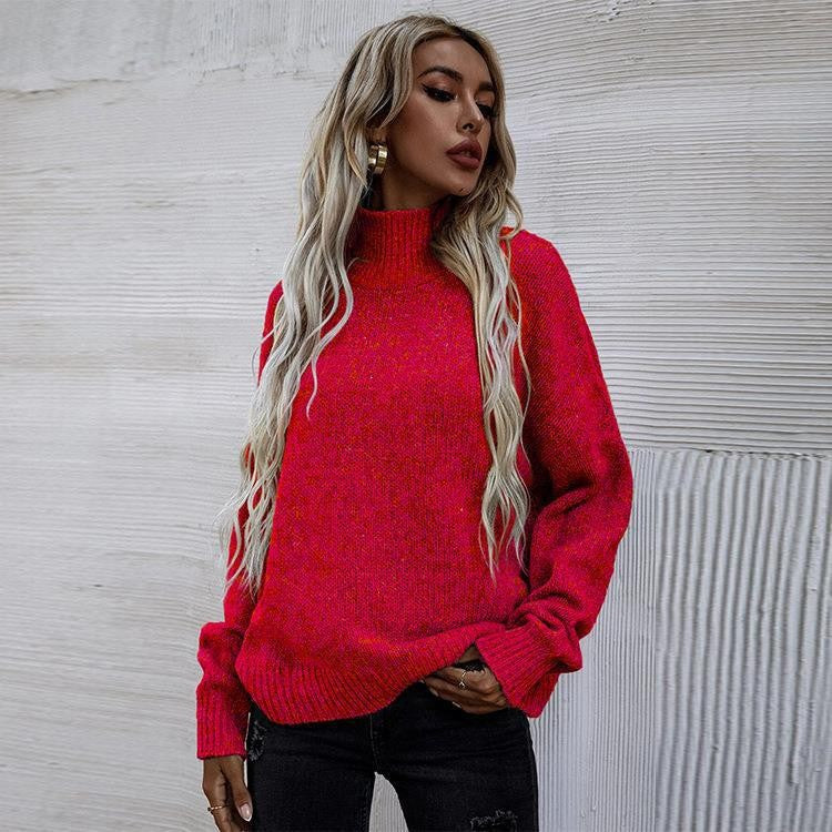 Damen Pullover mit hohem Kragen und lässigem Oversized-Schnitt Heidi-Mode